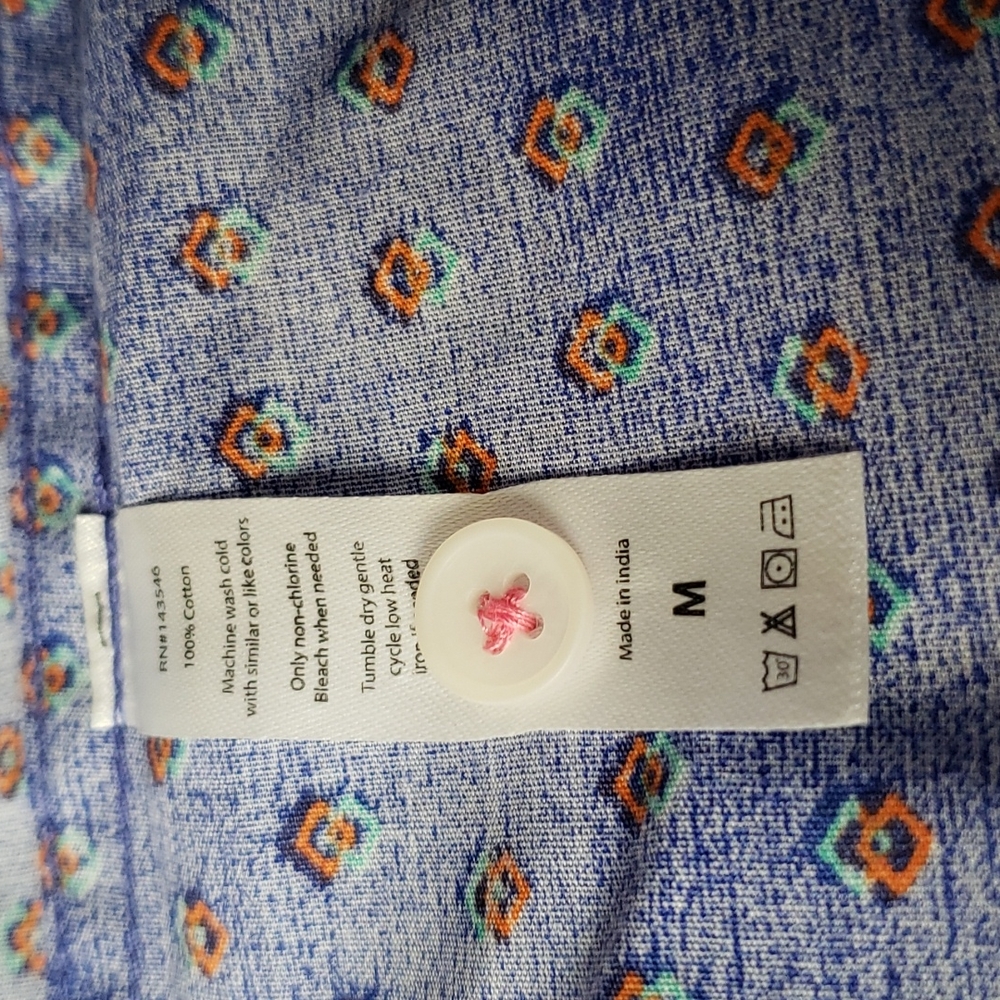 MTL MADE TO LIVE MENS BUTTON DOWN SHIRT, SIZE MEDIUM BLUE, 100% COTTON, SLIM FIT - Picture 6 of 9